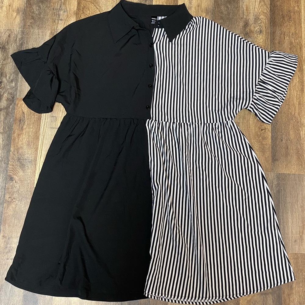 SHEIN Curve Black and White Striped Women's Dress Sz XL (12)